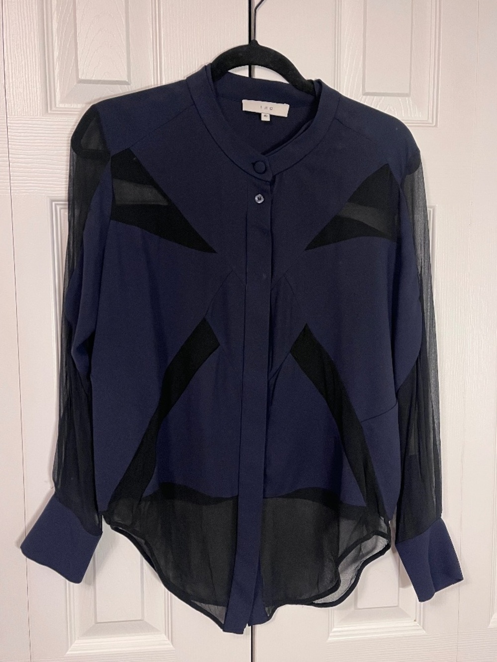 Iro Navy Blue and Black Blouse